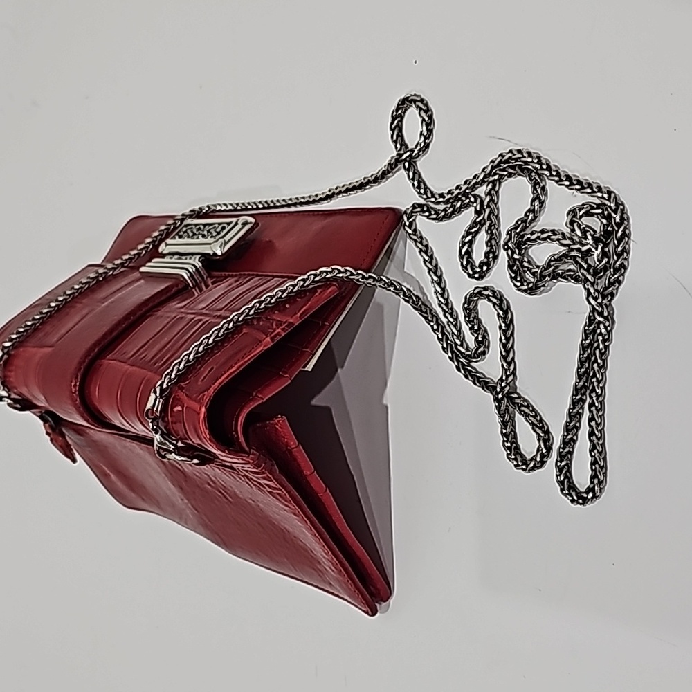 Brighton Red Crossbody Wallet  handbag with silver removable strap - Picture 6 of 8